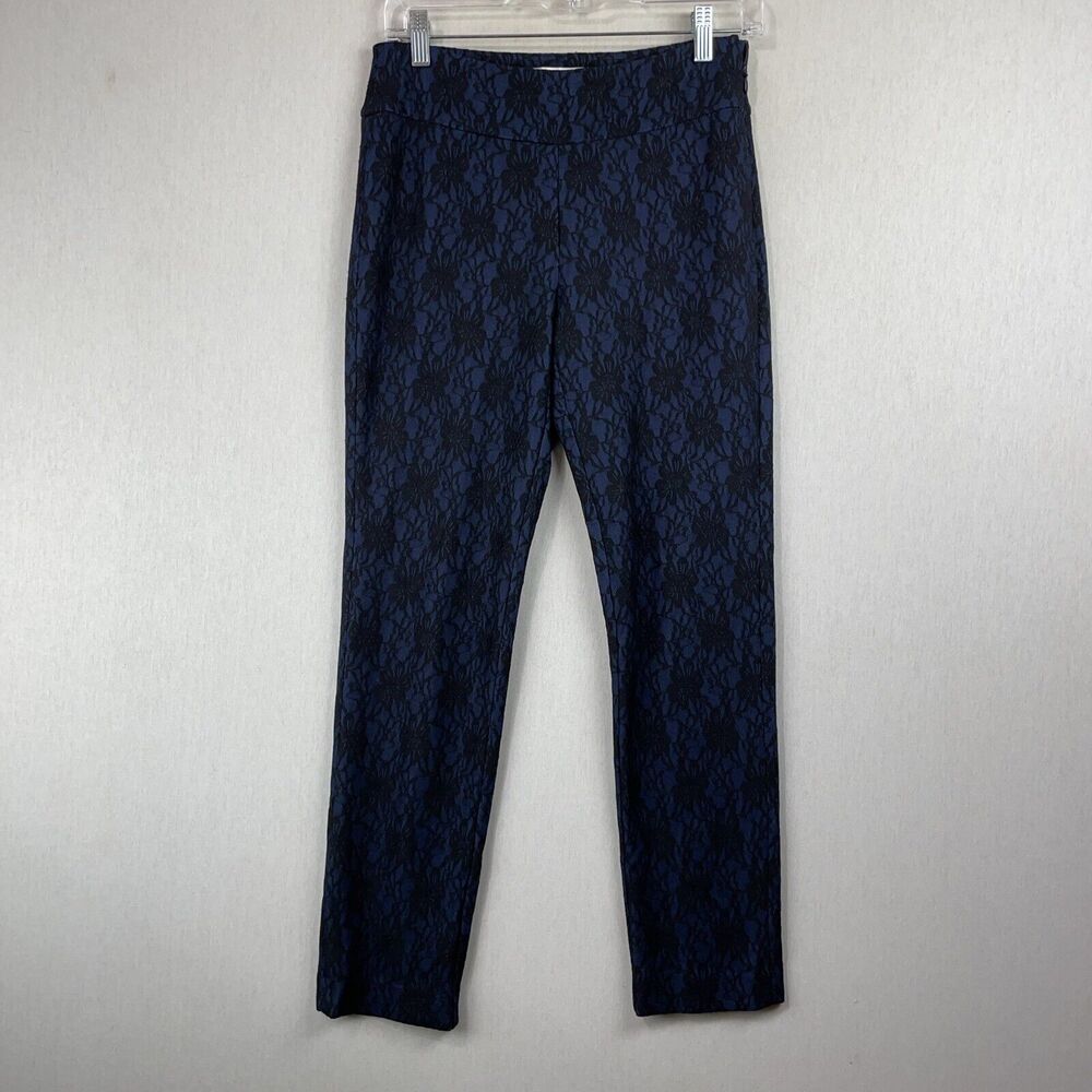 Sara Campbell Pants Size 4 Lace Overlay Blue Black Floral Skinny Goth Ankle